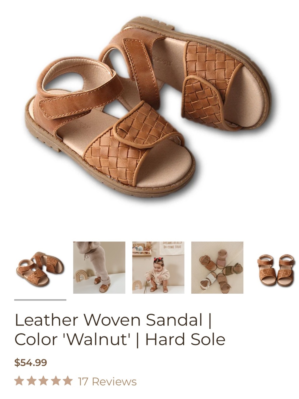 Consciously Baby Leather Woven Sandal | Color 'Walnut' | Hard Sole